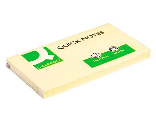 Bloco de notas adesivas q-connect amarelo 76 x 127 mm com 100 folhas , Q-connect , 25942 , 5705831105034
